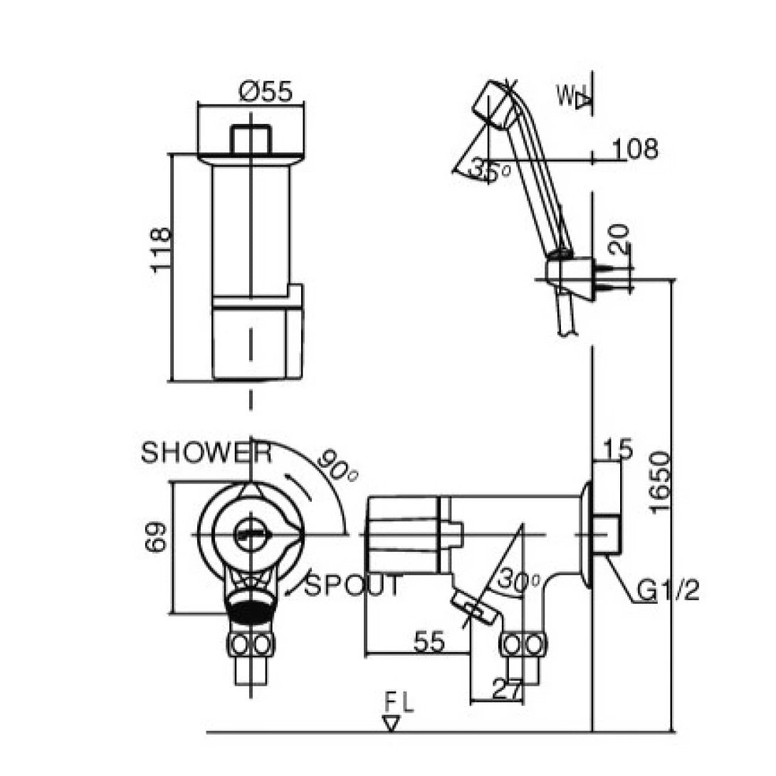 Vòi Sen Tắm Lạnh INAX BFV-10 – Tay Sen Nhựa, Bền Bỉ & Chống Oxy Hóa