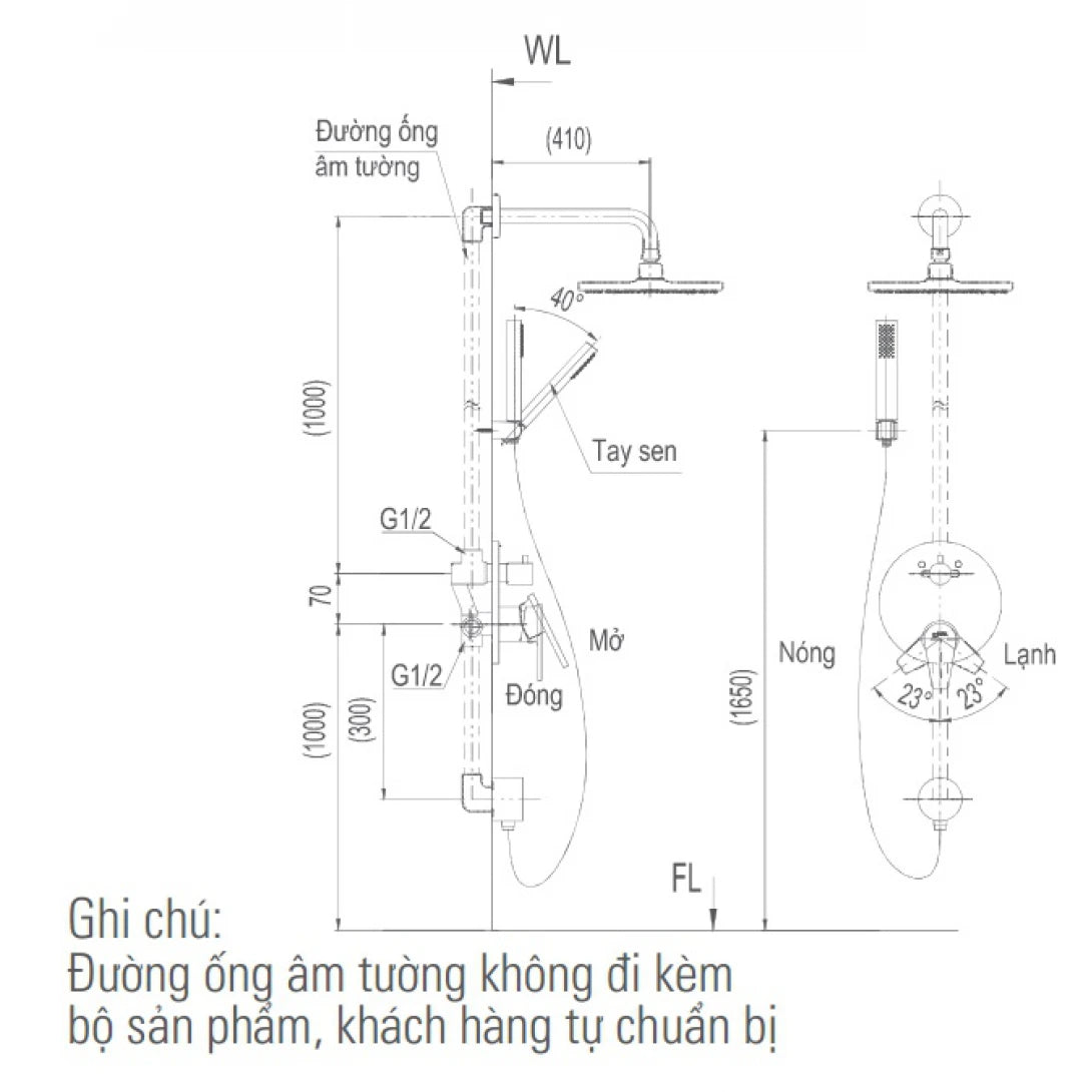 Sen Âm Tường INAX BFV-71SEW – Vòi Sen Tắm Nóng Lạnh Cao Cấp